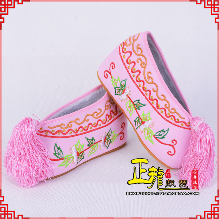 沧花旦鞋女绣花彩鞋 舒适款草花内高彩鞋