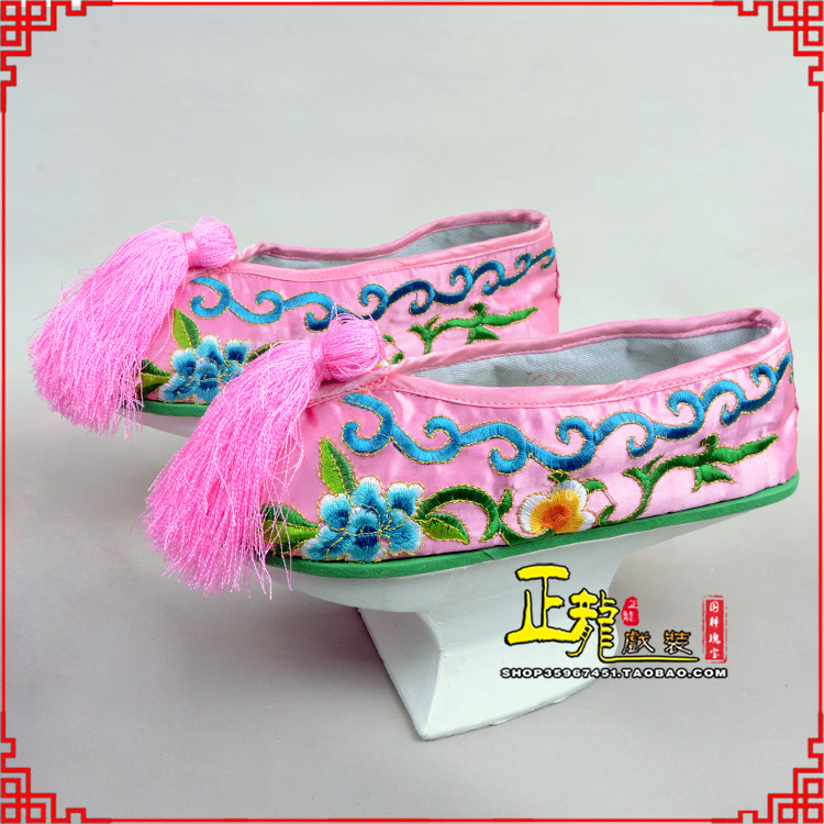 沧京越剧戏鞋花盆底清朝皇后贵妃宫女花盆底 旗鞋